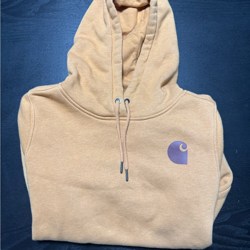 Carhartt Beige Hoodie with Violet Emblem